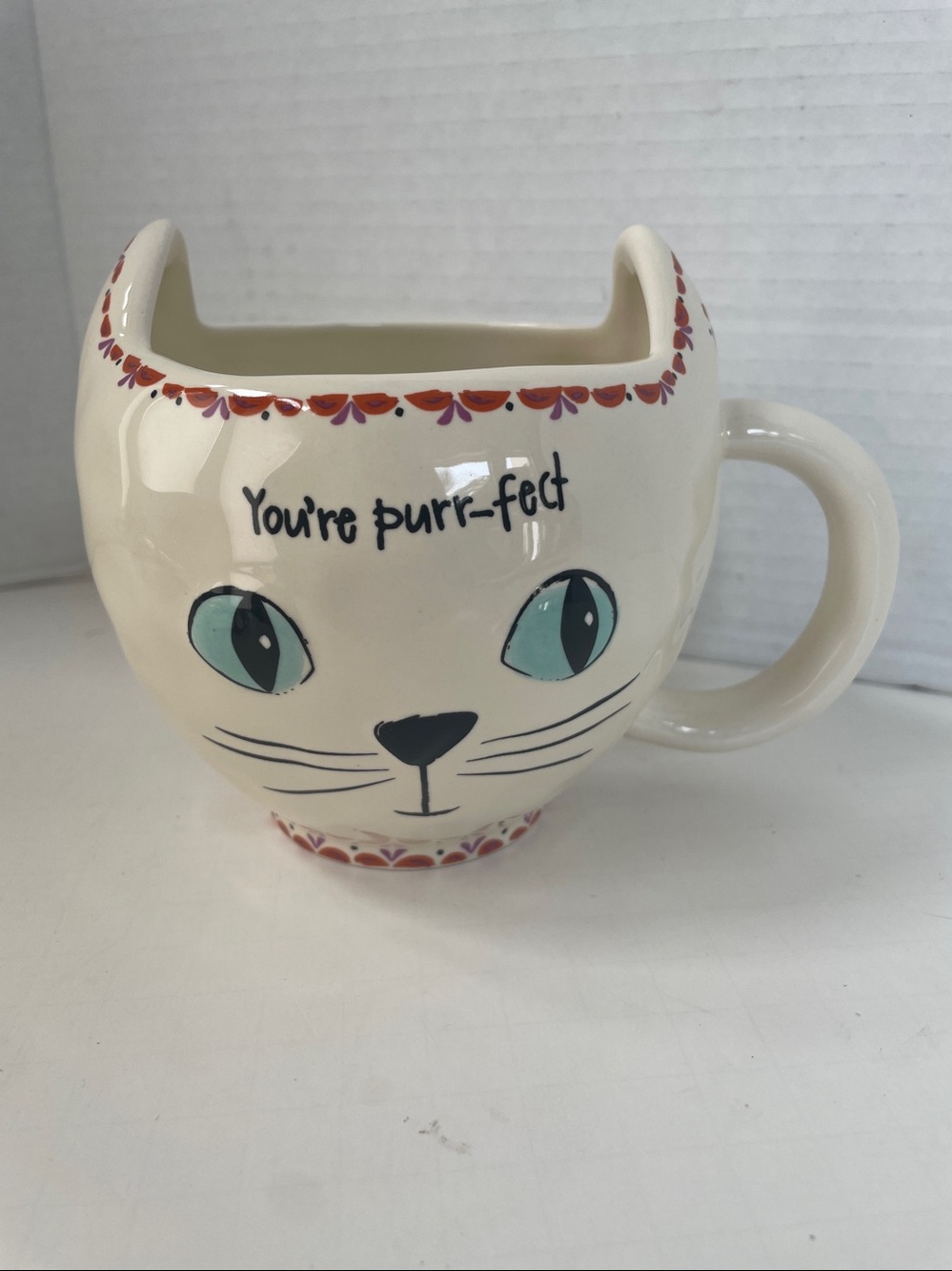 Natural Life Cat Mug You're Purrfect Ceramic Blue Eye Kitten Kitty Tea Cup 16oz